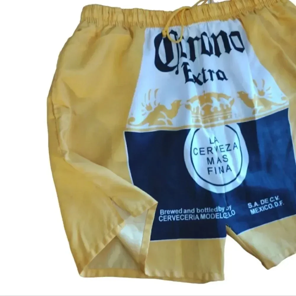 VTG 90s Corona Extra Beer Dbl Sided Print Swim Shorts Men's XL Calhaun Sportswea